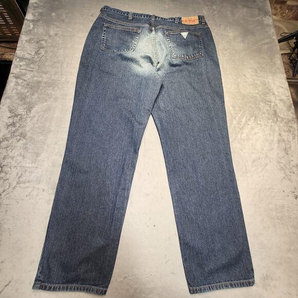 Guess Jeans Mens 40x31 Blue Denim Straight Leg Zip Fly 5 Pocket 100% Cotton - Picture 8 of 9